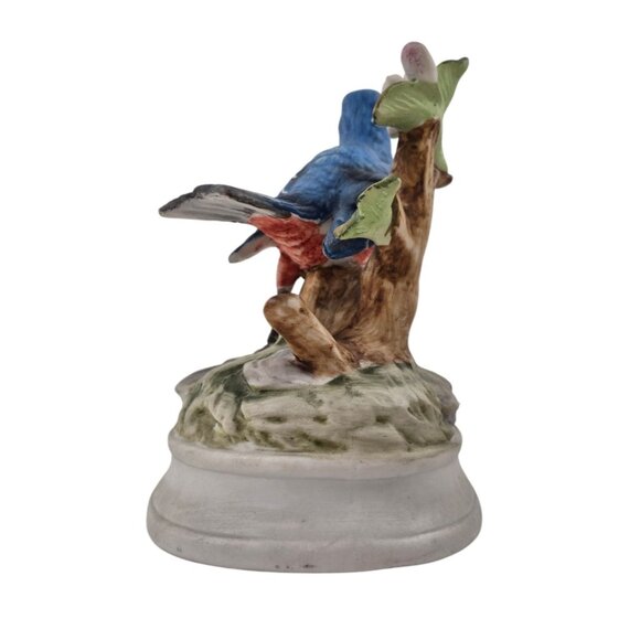 Gorham Bluebird Music Box Plays Blue Danube Waltz Ceramic Figurine Flower Japan - Picture 8 of 10